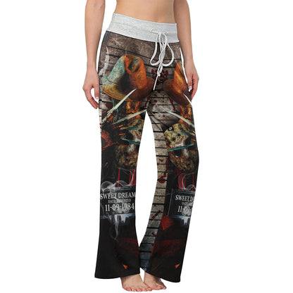 Sweet Dream Horror Theme Women's High-waisted Wide Leg Pants | Wonder Skull