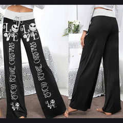 Love Nightmare Couple Women's High-waisted Wide Leg Pants | Wonder Skull