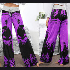 Purple Nightmare Christmas Theme Women's High-waisted Wide Leg Pants | Wonder Skull