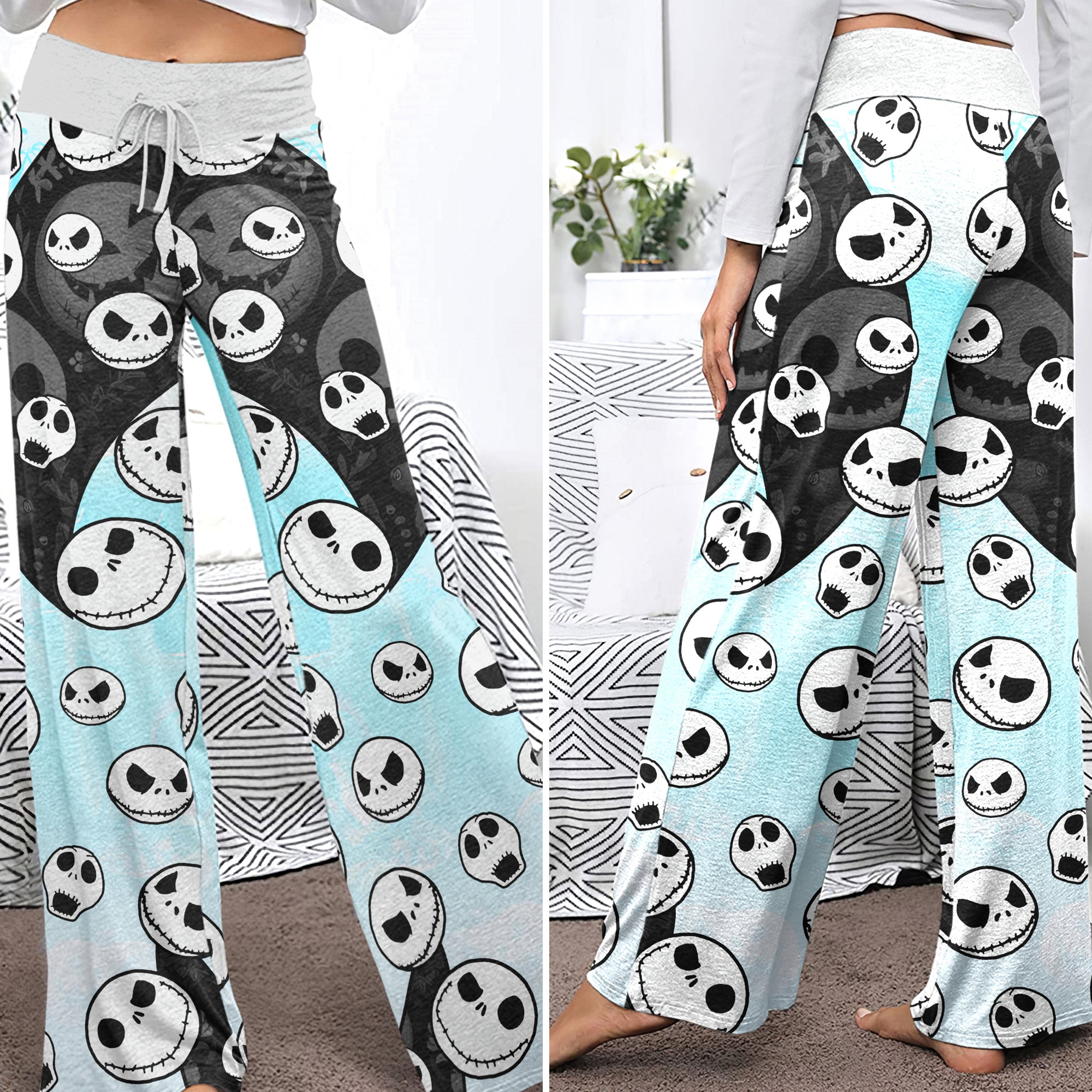 Skully Pop Parade Women's High-waisted Wide Leg Pants