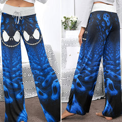 Infinite Blue Skull Art Women's High-waisted Wide Leg Pants