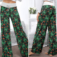 Gothic Glow Skull Rush Women's High-waisted Wide Leg Pants