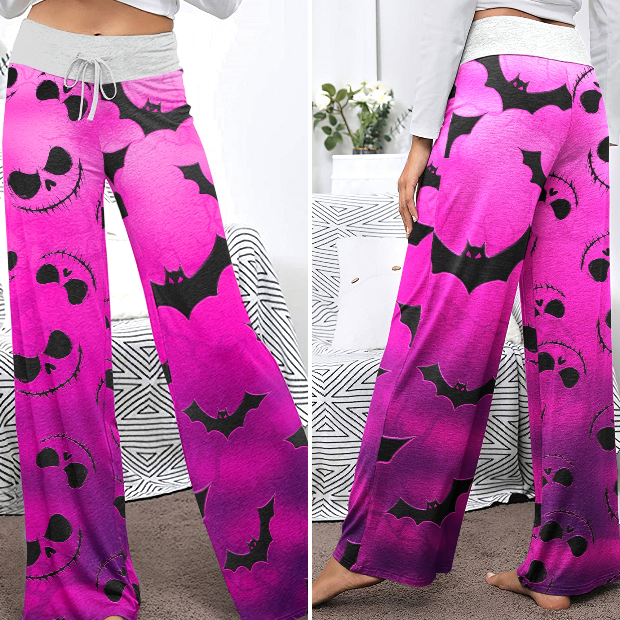 Midnight Cotton Candy Women's High-waisted Wide Leg Pants