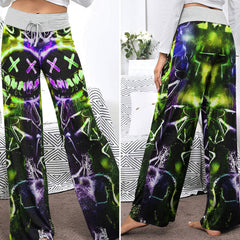 Green Purple Emo Art Women's High-waisted Wide Leg Pants