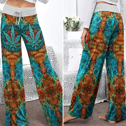 Abstract Leaf Artwork Women's High-waisted Wide Leg Pants