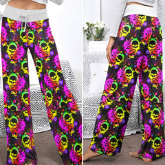 Radical Retro Grunge Skull Women's High-waisted Wide Leg Pants