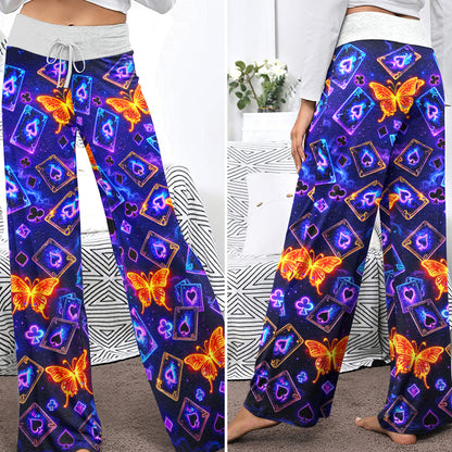 Neon Ethereal Butterfly Gamble Women's High-waisted Wide Leg Pants