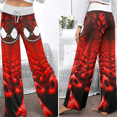 Infinite Red Skull Art Women's High-waisted Wide Leg Pants