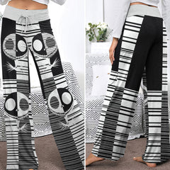 Black & White Nightmare Art Women's High-waisted Wide Leg Pants