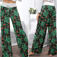 Midnight Glow Skulls Butterfly Women's High-waisted Wide Leg Pants