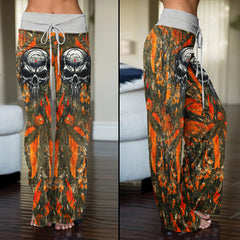 Hunting Camouflage Skull Women's High-waisted Wide Leg Pants | Wonder Skull