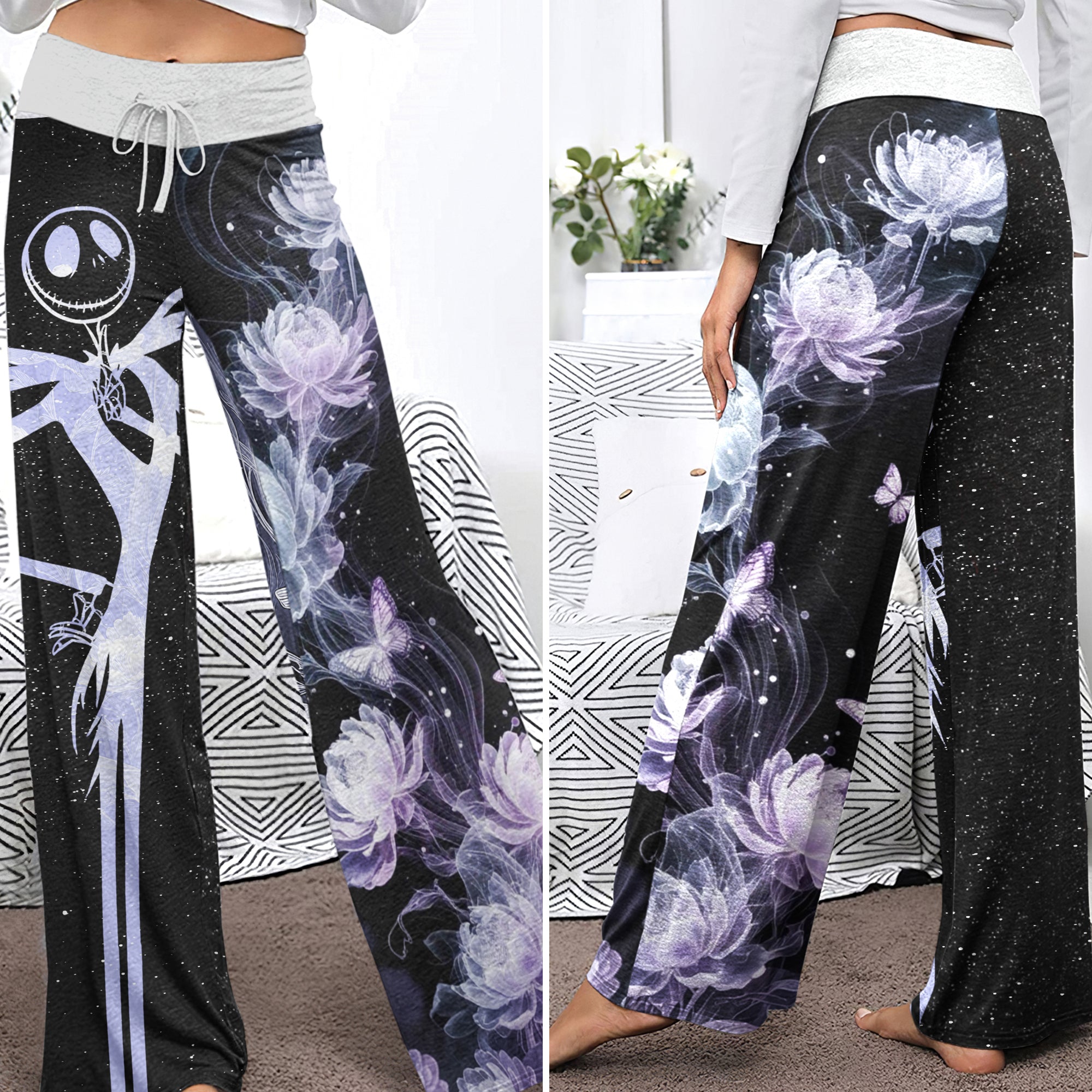 Lavender Soul Waltz Women's High-waisted Wide Leg Pants