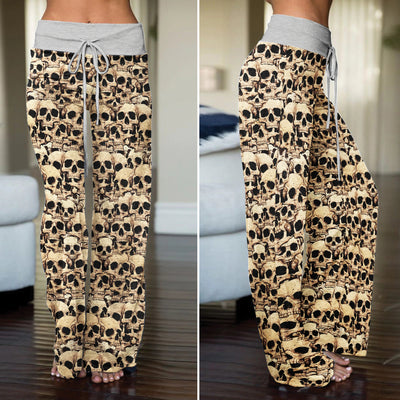 Vintage Skull Pile Wall Women's High-waisted Wide Leg Pants