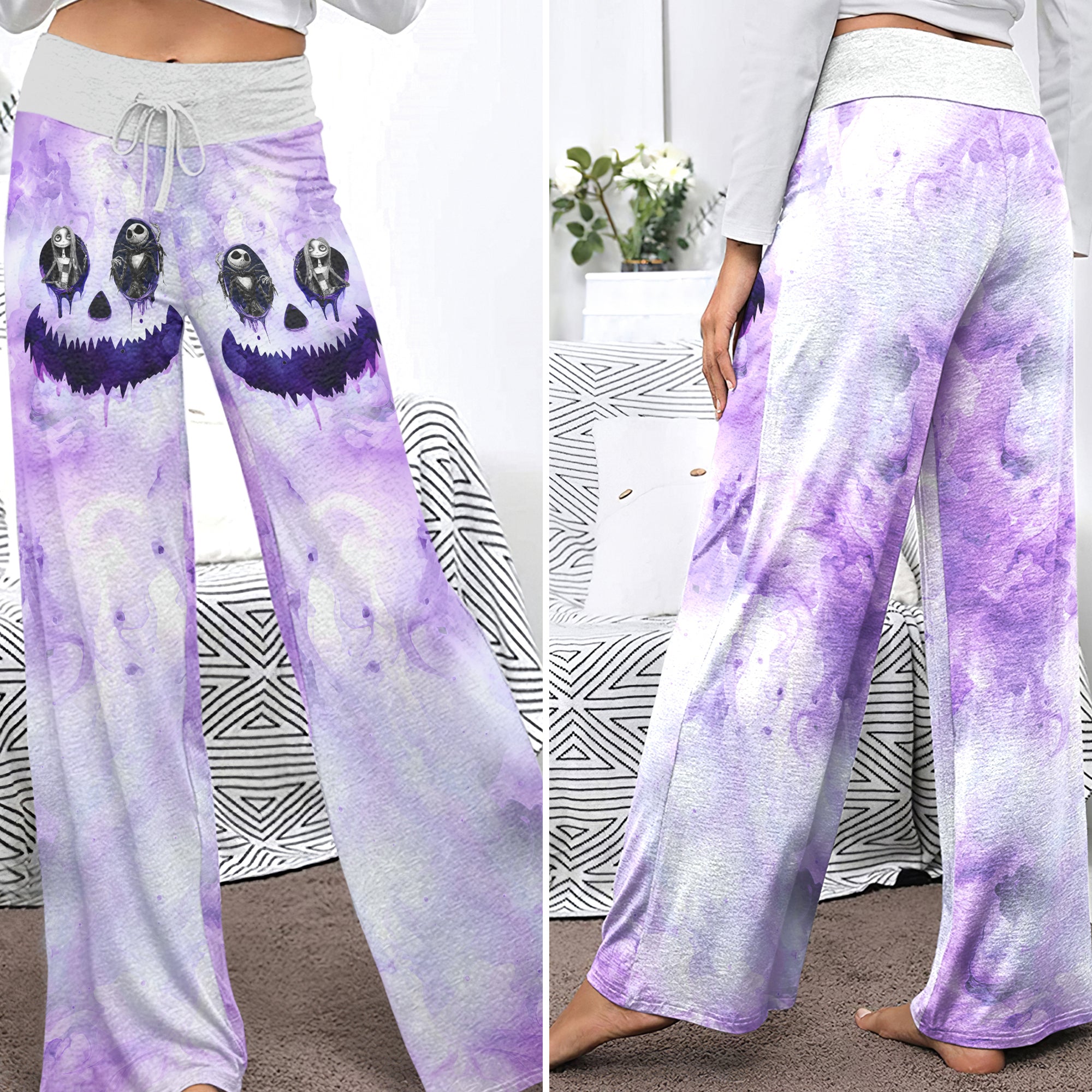 Purple Face Art Women's High-waisted Wide Leg Pants