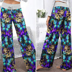 Abstract Skull Butterfly Women's High-waisted Wide Leg Pants