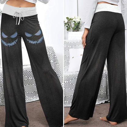 Dark Smile Horror Art Women's High-waisted Wide Leg Pants