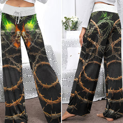 Barbed Trinity Skull Women's High-waisted Wide Leg Pants