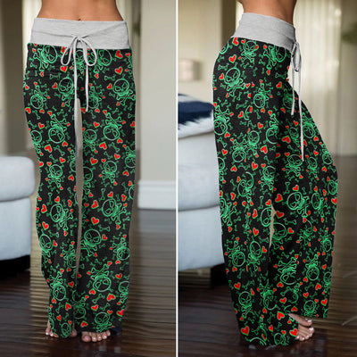 Gothic Glow Skull Rush Women's High-waisted Wide Leg Pants