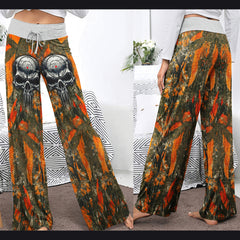 Hunting Camouflage Skull Women's High-waisted Wide Leg Pants | Wonder Skull