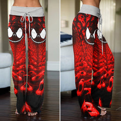 Infinite Red Skull Art Women's High-waisted Wide Leg Pants