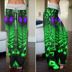 Infinite Neon Skull Art Women's High-waisted Wide Leg Pants