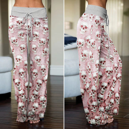 Sugar Skull Storm Women's High-waisted Wide Leg Pants