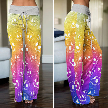 Pastel Nigthmare Pattern Women's High-waisted Wide Leg Pants