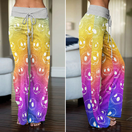 Pastel Nigthmare Pattern Women's High-waisted Wide Leg Pants