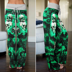 Green Soul Skull Women's High-waisted Wide Leg Pants