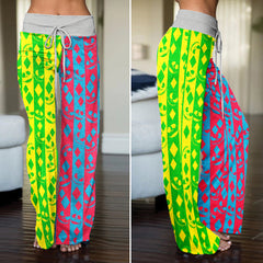 Twisted Geometry Skull Diamond Women's High-waisted Wide Leg Pants