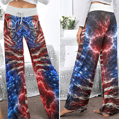 Gothic American Flag Art Women's High-waisted Wide Leg Pants