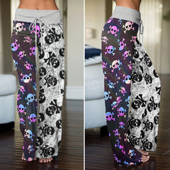Retro Grunge & Pastel Skull Women's High-waisted Wide Leg Pants