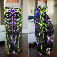 Green Purple Emo Art Women's High-waisted Wide Leg Pants