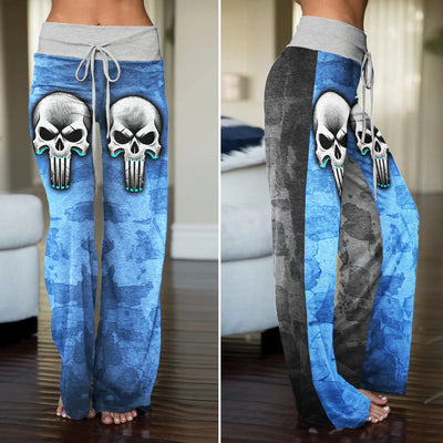 Cyber Skull Grunge Art Women's High-waisted Wide Leg Pants