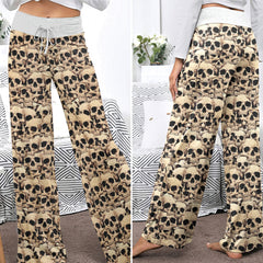 Vintage Skull Pile Wall Women's High-waisted Wide Leg Pants