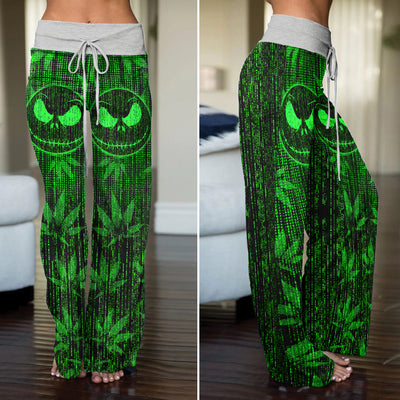 Green Code Skelly Women's High-waisted Wide Leg Pants