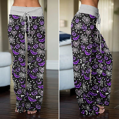 Spooky Pastel Goth Pattern Women's High-waisted Wide Leg Pants