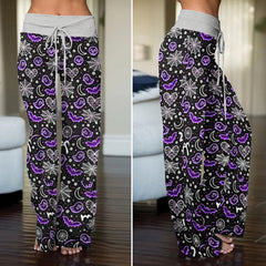 Spooky Pastel Goth Pattern Women's High-waisted Wide Leg Pants