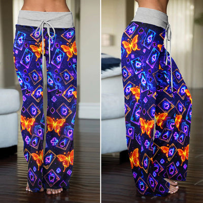 Neon Ethereal Butterfly Gamble Women's High-waisted Wide Leg Pants