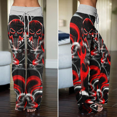 Abstract Swirl Skull Women's High-waisted Wide Leg Pants