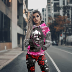 Women Hoodie and Leggings, Neon Rose Reaper Outwear Pants Outfit