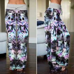 Creepy Skull Leaves Women's High-waisted Wide Leg Pants