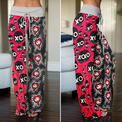 Punk Heart Skull Attack Women's High-waisted Wide Leg Pants