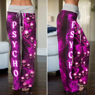 Amethyst Smoke Skull Art Women's High-waisted Wide Leg Pants