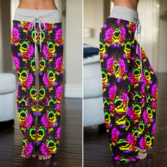 Radical Retro Grunge Skull Women's High-waisted Wide Leg Pants