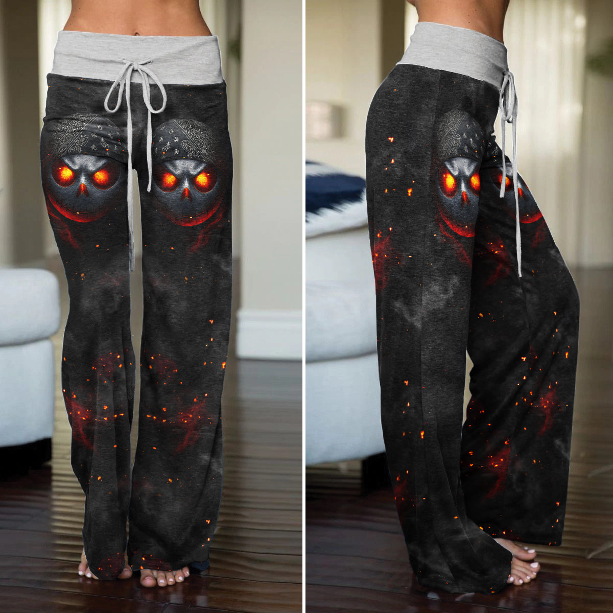 Shadow Scythe Bandana Women's High-waisted Wide Leg Pants
