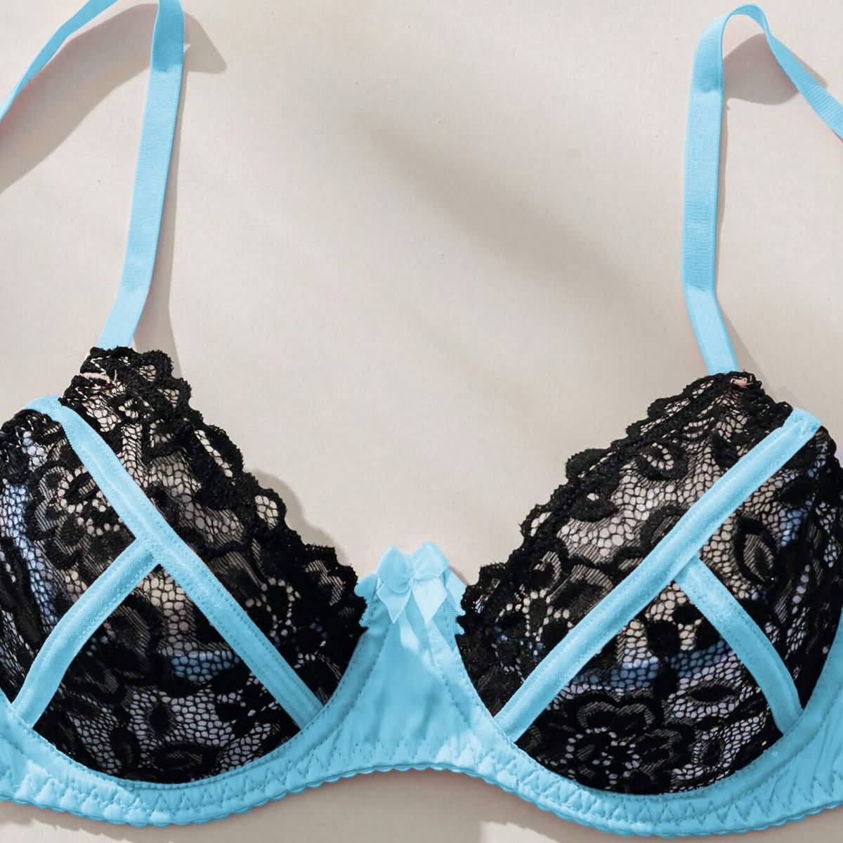New Women's Baby Blue Naughty Lingerie Set, Hot Sext Lace Bra Panty Set