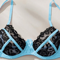 Wonder Skull's Contrast Lace Bra and Panty Set with a playful 'Daddy's Little F Toy' print for a bold and unique touch.