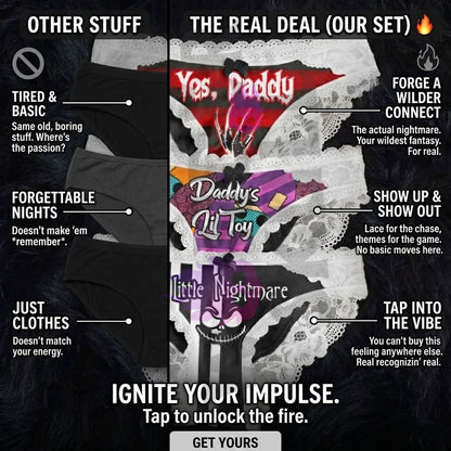 Wonder Skull Sinful Strings Lace Panty Set is for those who love mixing sweet with sassy. The white lace contrasts with bold gothic graphics and cheeky sayings, creating underwear that's both innocent and playful. Designed to make you feel confident and unstoppable, this set is perfect for treating yourself or planning a fun surprise. Comfort and attitude, all in one.