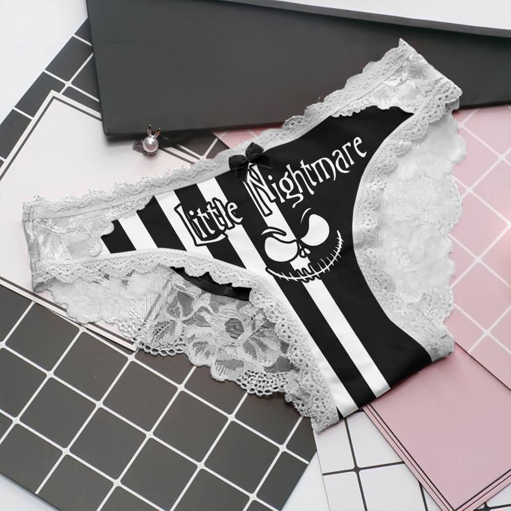 Wonder Skull Sinful Strings Lace Panty Set is for those who love mixing sweet with sassy. The white lace contrasts with bold gothic graphics and cheeky sayings, creating underwear that's both innocent and playful. Designed to make you feel confident and unstoppable, this set is perfect for treating yourself or planning a fun surprise. Comfort and attitude, all in one.